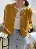 Jaqueta Cardigan Feminina Nova Primavera Outono Roupa de Fora Malha Suéter de Início de Outono Top Solto de Manga Longa Para Roupa de Fora