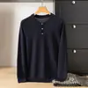 Suéter tejido de punto para hombre, estilo nuevo casual de primavera y otoño transfronterizo, mezcla fina de imitación de lana, cuello henley, capa base de moda de negocios de lujo ligero