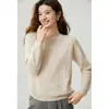 Suéter de cachemira, cuello redondo, tejido de ochos, 100% cachemira, manga larga para mujer, cálido, corte holgado, adelgazante, suéter base de punto versátil