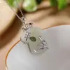 Un Ciervo Plata Esterlina S925 Chapado en Oro Jade de Hetian Jade Blanco Retro Personalizado Cheongsam Cheongsam Cheongkaidei Colgante para Mujer
