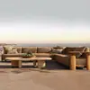 Sofá de Exterior Patio Villa Jardín Impermeable Resistente al Sol Aire Libre Alojamiento Rural Hotel Combinación de Muebles de Madera Maciza de Teca