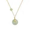 Collar con colgante de jade hetiano de plata 925 con hebilla de seguridad, estilo nicho de lujo ligero, cadena de clavícula sencilla que combina con todo.