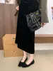 Zapatos planos de ballet estilo francés con punta cuadrada y lazo para mujer, zapatillas de ballet de felpa, sin cordones, boca poco profunda, zapatos de abuela, zapatos de temperamento