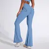 Pantalones de Yoga Elásticos de Bolsillo con Botón Más Vendidos Pantalones Largos Ropa de Trabajo Levanta Glúteos de Cintura Alta Fitness Deportivo Secado Rápido Pantalones de Campana K091