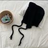 Gorro de lana con cordones para mujer, bonito y dulce gorro de Caperucita Roja para otoño e invierno, tejido, estilo coreano, cálido y combinable, a la moda.