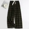 Pantalones de pijama de algodón y seda para mujer, nuevos pantalones florales de verano anti-mosquitos, se pueden usar afuera, pantalones para el hogar, algodón artificial, talla grande, pantalones finos para el hogar