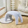 Banqueta para Cambiar Zapatos con Temática de Gatos para Entrada de Casa, Taburete Pequeño para Recibidor, Taburete tipo Puff para Vestíbulo, Taburete de Tocador Estilo Crema