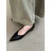 Versão em Pele de Ovelha de Calçados Simples de Estilo Retrô para o Dia a Dia de Mulheres, Sapatos Profissionais Slip-On de Couro Genuíno Bico Fino Baixo
