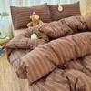 Juego de cuatro piezas de punto de ochos simple tipo A con hilo de peluche, funda de edredón de hilo de peluche, sábana bajera, funda de almohada, juego de tres piezas para dormitorio de estudiantes nuevos 4