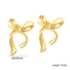 Pendientes de Aro con Lazo de Moda Europea y Americana Transfronterizos Diseño de Lujo Accesible en Instagram Pendientes Dorados Pendientes de Acero Inoxidable Chapados en Oro de 18K