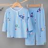 Pijama Infantil Verão Menina Menino Algodão Seda Pijama Menino Bebê Manga Longa Verão Fino Ar Condicionado Conjunto