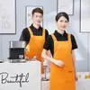 Delantal modelo A22 para cafeterías y restaurantes, delantal de trabajo para camareros en restaurantes de hot pot y cafeterías, unisex, con diseños impresos y bordados