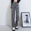 Jeans Estampados con Forro de Felpa para Mujer, Corte Holgado, Nuevo Estilo 2025, Pantalones Rectos Largos hasta el Suelo, Pantalones de Pierna Ancha de Cintura Alta