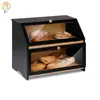 En stock Caja de Pan para Encimera de Cocina de Bambú Caja de Pan de Gran Capacidad Contenedor de Almacenamiento de Pan con Ventana Rejilla para Pan
