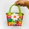 Bolsa de mano con cesta de regalo de colores frescos para el verano 2024, bolsa tejida de plástico, cesta de verduras, bolsa de playa