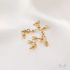 Porta Cuentas de Medio Agujero con Conservación de Color Relleno de Oro de 14K Tapa de Rosca Ojo de Carnero Arete Clavícula Collar Colgante de Perla Adhesiva Accesorios DIY
