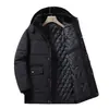 Jaqueta Masculina de Meia-idade Inverno Tamanho Grande com Forro de Lã Espessada Quente com Capuz Casaco de Algodão de Inverno Roupas de Algodão para Meia-idade