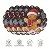 Moda Transfronteriza Navidad 38cm Acebo Redondo Borde Ondulado Papá Noel Árbol Copo de Nieve Mantel Individual Decoración de Mesa de Comedor Occidental