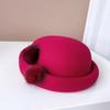 Boina elegante francesa de vison com pompom, chapéu de inverno quente para mulheres, chapéu de feltro de lã australiana que combina com tudo, chapéu de aeromoça
