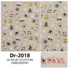 Adesivos para nail art Redanco5D em relevo, apresentando um design muito popular com detalhes em folha de ouro, motivos de árvore de Natal, floco de neve e luva. Dr2018