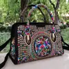 Venda Direta de Fábrica Estilo Étnico de Yunnan Bolsa Bordada Lona de Algodão e Linho Bolsa Feminina Bolsa Bordada Bolsa de Ombro Transversal Bolsa de Estilo de Uso Duplo