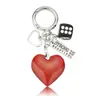 Ins Coreano Dulce Chica Cadena de Corazón Plateado con Lazo Colgante para AirPods Llavero de Chica Decoración Colgante para Bolso
