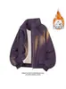 Jaqueta de voo estilo americano desconstruída em patchwork com gola alta para homens, outono/inverno, casaco roxo de alta qualidade com zíper e corte solto