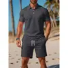2026 Novo Conjunto Masculino de Verão Casual Esportivo Versátil Slim-Fit Manga Curta Moda Camisa POLO e Shorts Transfronteiriço