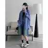 Shorts Jeans Retrô Gradiente de Cintura Alta para Primavera e Verão para Mulheres, Calças Casuais Largas de Cintura Alta que Emagrecem de Comprimento Médio