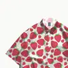 Camisa Floral Morango Havaiano Masculina Nova Viagem Jovem Casal Manga Curta Camisa Manga Curta Fina Masculina