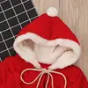 Ropa infantil para niña, europea y americana, de invierno, con capucha, de forro polar grueso, navideña, de manga larga, estilo ins