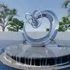 Escultura Paisagística Grande de Aço Inoxidável Anel da Lua Waterscape Exterior Metal Fibra de Vidro Impressão 3D Ornamento Escultura Fábrica