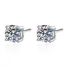 Pendientes de Plata 925 Chapada con Circonita de 6 mm Joyería Transfronteriza Pendientes Más Vendidos en Europa y América Pendientes de Cobre con Cuatro Garras Microincrustados Pendientes