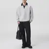 Outono 2026 Novo Moletom Gola Polo Patchwork Estilo Americano Falso Duas Peças Manga Longa Masculino Simples Solto Versátil Roupa de Fora