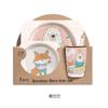 Vajilla infantil creativa de fibra de bambú juego de regalo de 5 piezas jardín de infancia bebé caricatura rejilla tazón plato hondo