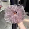 Goma para el Cabello de Lunares con Organza, Tela Ligera, Lunares en Bloques de Color, Estilo Francés Retro, Moda Versátil, Tamaño Extra Grande