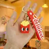Lindo Dibujo Animado Simulación Hamburguesa Papas Fritas Creativa Pizza Pareja Llavero Coche Bolsa Llavero Colgante Regalo