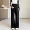 Pantalones de arroz glutinoso con cordón lateral para otoño e invierno que cubren la carne de mujeres embarazadas perezosas, pantalones de pierna ancha simples que combinan con todo, retro, pantalones largos para mujeres embarazadas