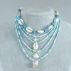 Collar Corto Estilo Bohemio Estrella de Mar Concha Creativa Europeo y Americano Hecho a Mano con Cuentas de Colores Cuentas de Arroz Collar de Doble Capa