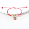 Pulseira de Casal Cordão Vermelho Benmingnian Feminina DIY Morango Cereja Cordão de Mão Tecido Namorada Crianças Estudantes Presente Joia
