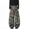 Calças de Trabalho Camufladas Wide-Leg Estilo Retrô Americano 2026 Marca Tendência Design Solto para Usar ao Contrário Jeans Scimitar Unissex Tendência