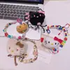 Cadena para Teléfono de Peluche de Dibujos Animados Kt con Lazo y Perlas Llavero Creativo Colgante Pequeño Muñeco Funda de Teléfono Correa para Cámara