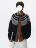 Suéter cárdigan jacquard Fair Isle para hombre otoño estilo coreano holgado estilo perezoso tejido de punto chaqueta casual cleanfit