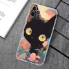 Adecuado para iPhone 15 Funda para teléfono con diseño de gato negro lindo