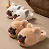 Pantuflas Mujer Otoño Invierno Nuevas Pantuflas de Casa de Interior Cálidas Lindas Perro Felpa Moda Pantuflas de Mujer Pantuflas Peludas