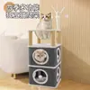 Casa cuadrada para gatos con barril de sisal multicapa, estructura para trepar gatos, tabla rascadora, árbol para gatos divertido, cápsula espacial, resistente a los arañazos, resistente al desgaste y cálida casa para gatos
