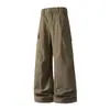 Calça de Trabalho Wide-Leg G-Stone Estilo Retrô Americano, Cor Sólida, Durável, Unissex Funcional Casual para Exterior, Algodão Puro