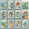 128 Pegatinas Creativas de Sellos de Ciudades para Souvenirs de Viaje, Coleccionables, Decoración, Fundas de Teléfono y Diario