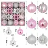 Juego de 44 adornos navideños, incluyendo esferas navideñas, decoraciones para el árbol y adornos de plástico, galvanizados y coloridos en una caja de regalo.
