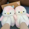 2026 Nuevo Modelo Pantuflas de Algodón de Invierno de Pingüino para Mujer con Forro de Felpa, Lindas Pantuflas de Pareja para Otoño e Invierno, Pantuflas de Maternidad para Hombre, Pantuflas de Algodón para Padres e Hijos
